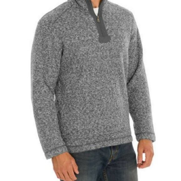 Orvis Men's‎ Brighton Sherpa Fleece Marled Jacquard Knit Quarter Zip Pullover - Picture 1 of 7